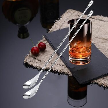 Набір барних ложок для коктейлів з нержавіючої сталі, 30.5 см, з спіральним візерунком