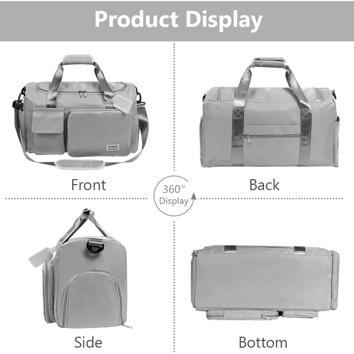 Спортивна сумка Flintronic 35L: водонепроникна дорожня сумка-валіза для подорожей, вихідних та спорту (з біркою) - синій (#5 сірий)