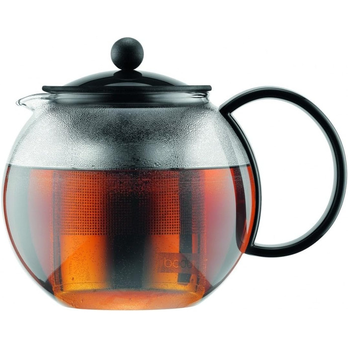Чайник-прес Bodum Assam 1 л, скляна ручка, сталевий фільтр, чорний