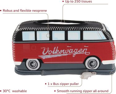 Диспенсер для паперових серветок BRISA VW Collection у стилі Volkswagen T1 Bulli (24 см, червоно-чорний)