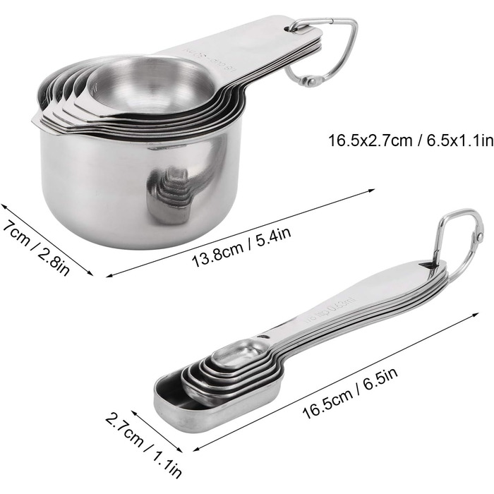 Stainless Steel Measuring Spoons, Kitchen Utensil Measuring Spoons Measuring Cup Cuillere Doseuse Grams for Home