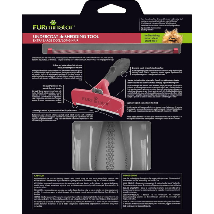 FURminator для собак XL: щітка для видалення підшерстка з довгим волоссям. Покращений дизайн Clear для дуже великих собак