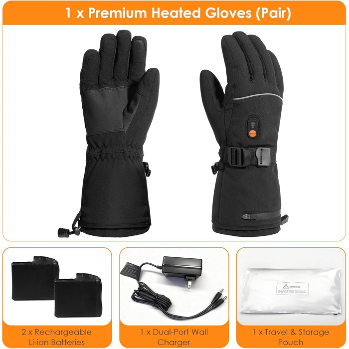 Обогріваючі рукавички Minthouz для жінок та чоловіків, 7.4V 3000mAh, з акумулятором, 6-шарова оболонка, 3 режими нагріву, сенсорний екран, для поїздок, водіння та спорту на відкритому повітрі
