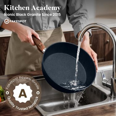 Набір посуду для індукційної плити Kitchen Academy, 12 предметів: сковороди з антипригарним покриттям блакитного кольору, гранітні каструлі та сковороди, безпечні та нетоксичні