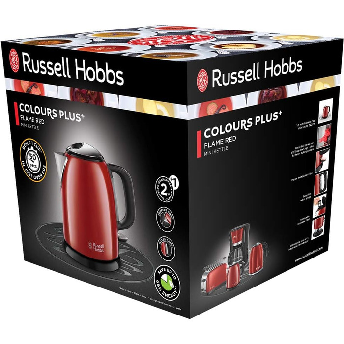 Електричний чайник Russell Hobbs Colours+ 1.0л, червоний, нержавіюча сталь, 2400W