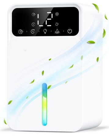 Електричний осушувач повітря: портативний, з LED-підсвіткою та режимом сну, 1500 мл, для дому, авто, шафи (білий)