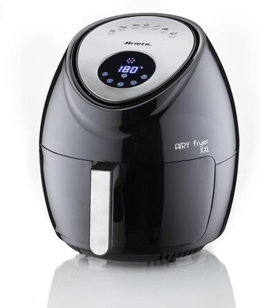 Ariete Air Fryer XXL 4618, Hot Air Fryer 7 Liter, 60-Minute Timer, LCD and Touchscreen with 7 Cooking Levels, Maximum Temperature 200° C, Capacity 2.5Kg, 1800W, Black Black