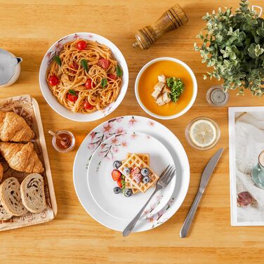 Набір посуду VEWEET 18-piece (24 шт.) для 6 осіб, сучасний сервіз з порцеляни, 6 тарілок для їжі, десерту та супу