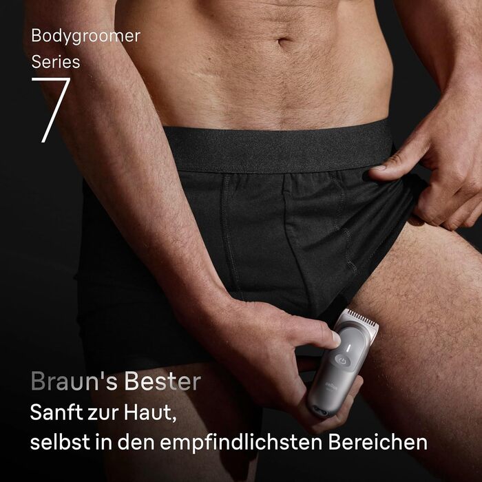 Триммер для тіла Braun Bodygroomer Series 7 BG7555 сірий, акумуляторний, водонепроникний, 8 насадок + кейс