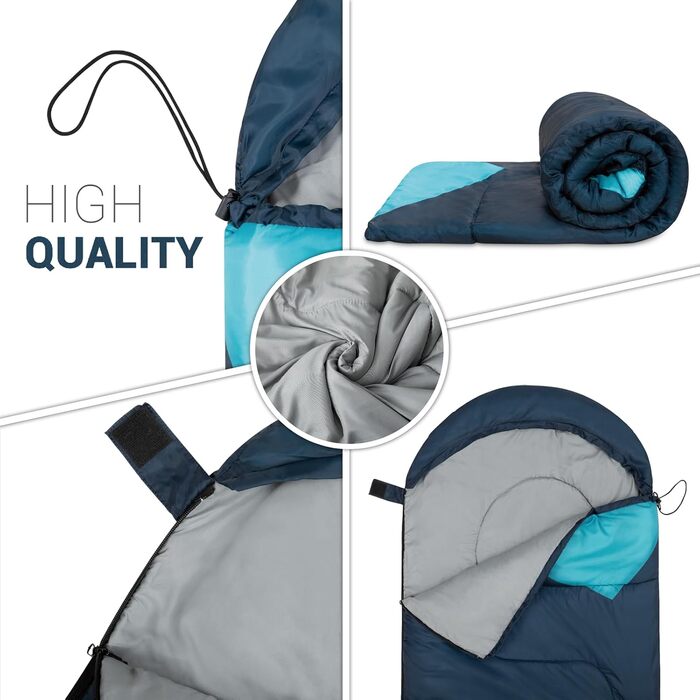Paco Home Sleeping Bag - Washable, Breathable, Outdoor & Camping - Adult & Kids - Summer & Winter - Blue 220x70x6cm