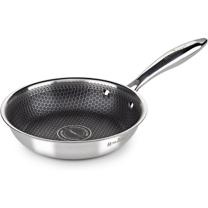 ROSMARINO HexaPro 3.0 28 cm Stainless Steel Frying Pan - High-quality non-stick coating, oven-safe - Ideal for versatile cooking (Pan, 20cm)