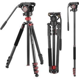 NEEWER штатив відео TP72A з плинною головкою, 72 дюйми, для DSLR/Camcorder, сумісний з DJI RS, максимальне навантаження 8 кг