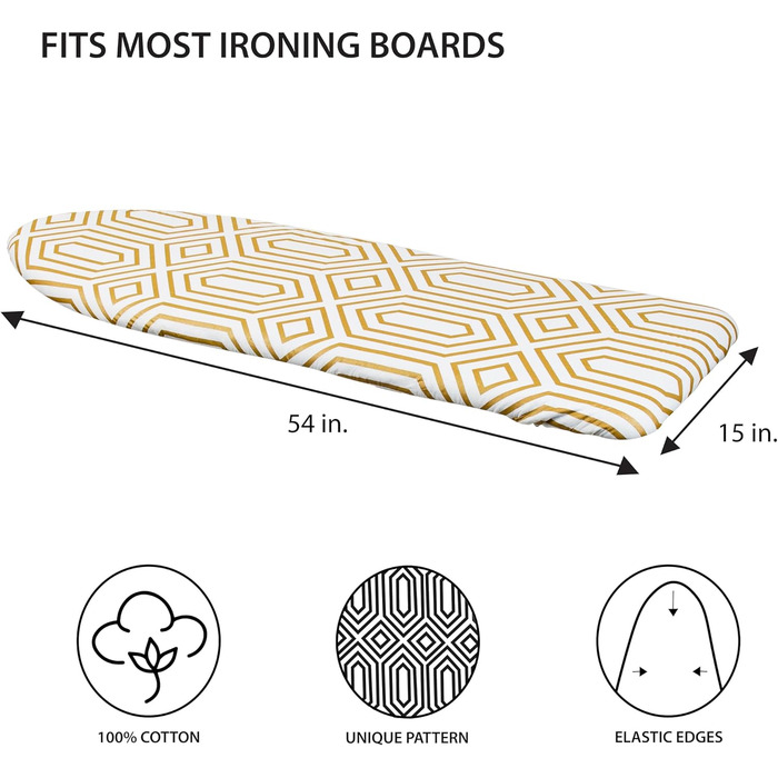 Покриття та підкладка для прасувальної дошки, стійке до нагрівання, еластичне, золотого кольору, бавовна