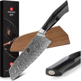 Ніж кухарський XINZUO Damaststahl Kiritsuke 21.5 см, професійний, з ручкою G10 та магнітною піхвою, серія Feng