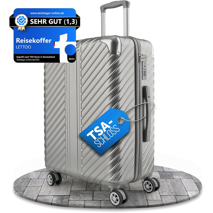 Чемодан дорожній 28 дюймів (XL) 120L, срібний, з роликами, захистом кутів та відділенням для ноутбука (75x50x33)