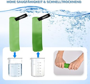 Набір з 3 рушників з мікрофібри - великий 200×100 см та 2 маленьких 80×40 см, швидковисихаючі спортивні рушники з мікрофібри, для подорожей, ванни, фітнесу та пляжу (зелений)