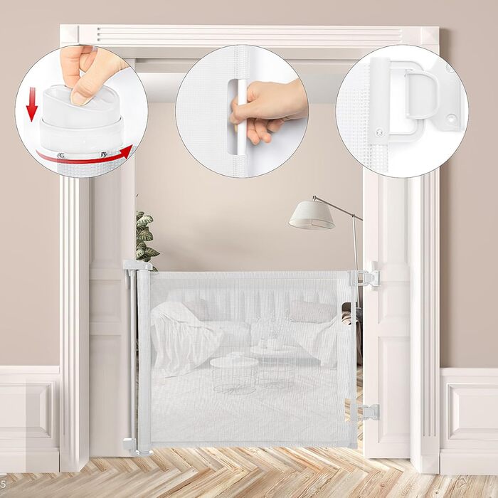 Зсувна захисна сітка для дитячих воріт та домашніх тварин, 55 см, 83 см, біла