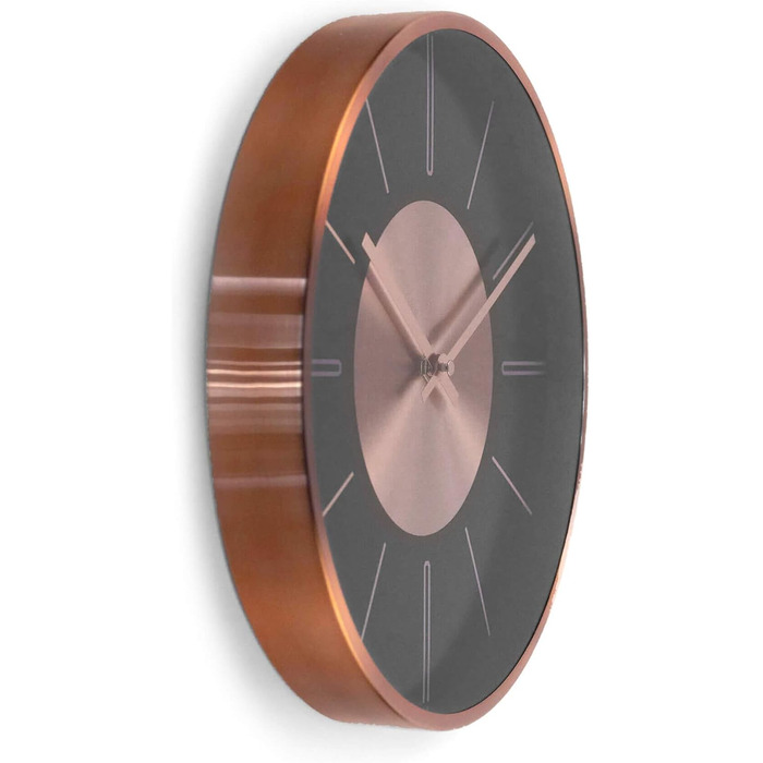 Modern silent aluminum wall clock, 30 cm diameter, without ticking sounds, for living room, bedroom, and office (copper aluminum)