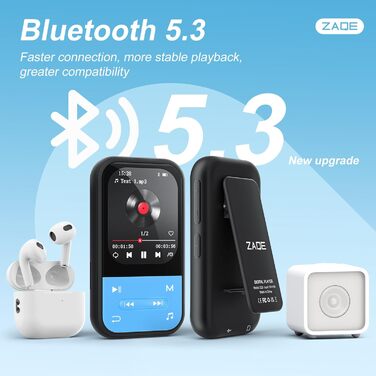 MP3-плеєр ZAQE 80GB Bluetooth WiFi Android Spotify MP4 для дітей (Blue)