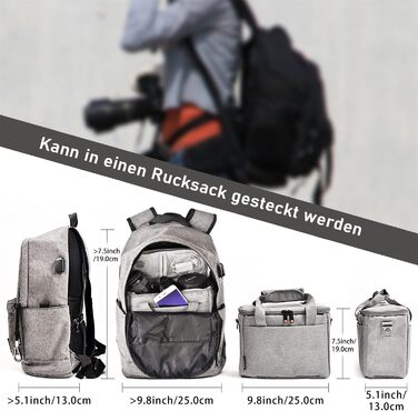 Сумка для камери FOSOTO DSLR-K101 сіра, для фотоапаратів та аксесуарів, з дощовиком, сумісна з Nikon, Canon, Sony