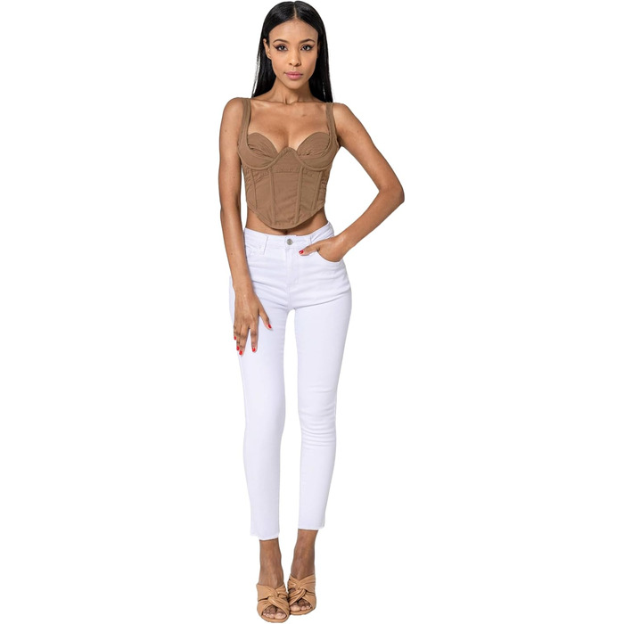 Джинси жіночі Nina Carter P077 Skinny High Waist, білі, з ефектом потертості, деним
