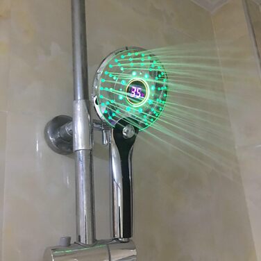 LED душова насадка GuDoQi, 3 кольори підсвічування, температурна індикація, 3 режими струменя, діаметр 13 см
