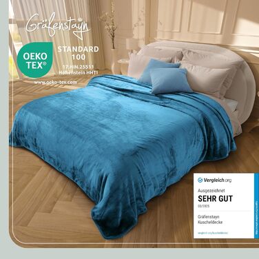 Плед Gräfenstayn® Kuscheldecke Cashmere-Feeling: м'який та пухнастий, 150x200/220x240 см, бірюзовий