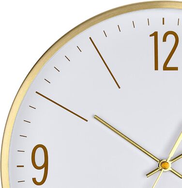 TFA Dostmann Analog Wall Clock, 60.3534.55, 30cm, Gold-Colored Metal Frame, Quiet Movement, Modern Design, with Glass Cover, Gold