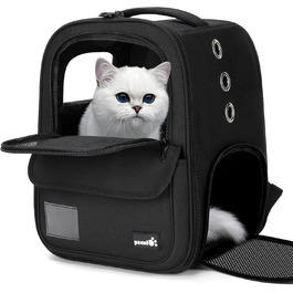 Рюкзак для кота Pecute, 6 кг, для маленьких собак, дихаючий, з безпечним тросом та замком, чорний