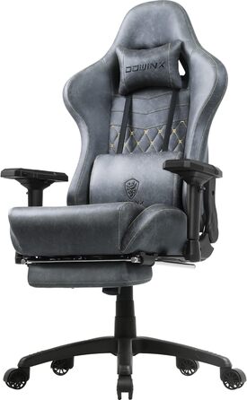 Dowinx Gaming Chair Ergonomic with Massage Office Chair for Computer PU Leather with Retractable Footrest, 4D Armrests Brown