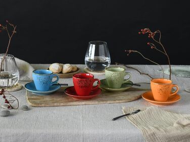 Набір посуду CreaTable Serie Nature Collection 8 предметів для 4 осіб, кавовий сервіз з кераміки, для капучино та еспресо, придатний для мийки в посудомийній машині та мікрохвильової печі