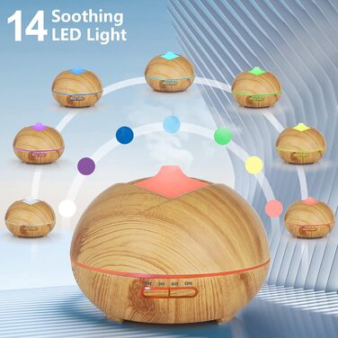 Ароматичний дифузор 500 мл з таймером, LED-підсвічуванням та дистанційним керуванням для дому, йоги та СПА