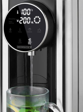 Heinrich's hot water dispenser: hot water at the touch of a button between 40°-100°C, water volume selectable from 100ml-400ml, suitable for baby food, incl. cleaning function + filter, touch display, 2.7