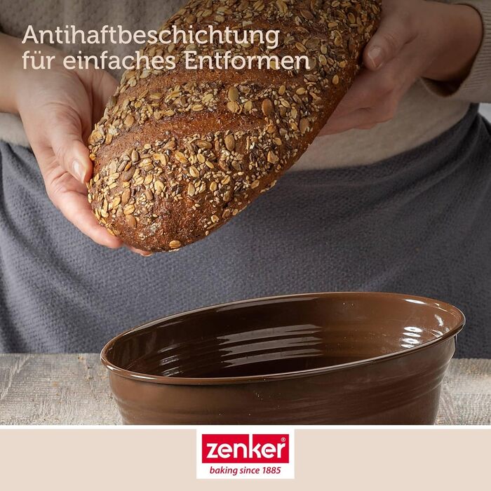 Форма для випікання хліба Zenker Dein Brot! емальована, 2 л, коричнева, термостійка до 400°C, 265x165x92 мм, підходить для посудомийної машини