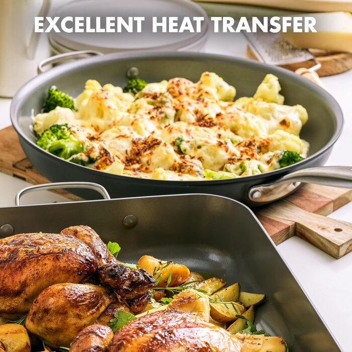 Набір сковорідок GreenPan Chatham: антипригарне покриття Ceramic, 25.4 см та 30.5 см, без PFAS, для плити та духовки, сірий