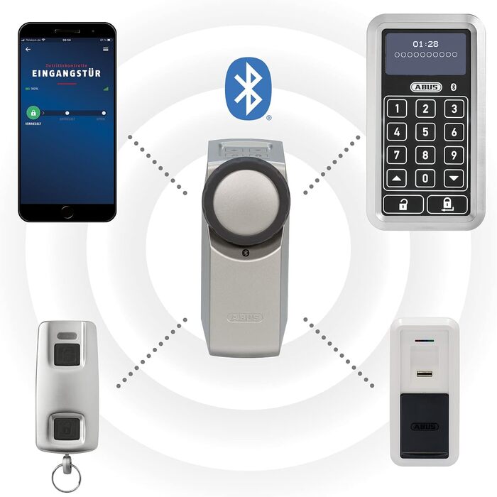 Електронний замок ABUS HomeTec Pro Bluetooth CFA3100 для вхідних дверей, відкриття через додаток, з контролем доступу, білий