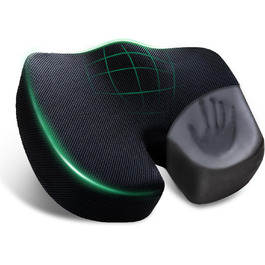 Подушка для сидіння EGO Home Charcoal з піною пам'яті для підтримки спини (70-90 кг) - ортопедична подушка на стілець, дихаюча, знімний чохол