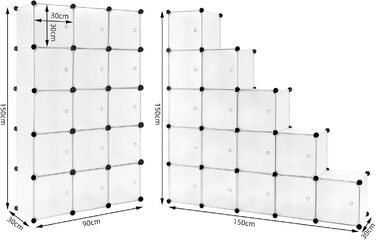 WOLTU Cube Shelf, Storage System, 15 Cubes, DIY Cube Shelf, Modular PP Panels, as Wardrobe, Shoe Shelf, Room Divider, for Living Room, Bedroom, Hallway, White