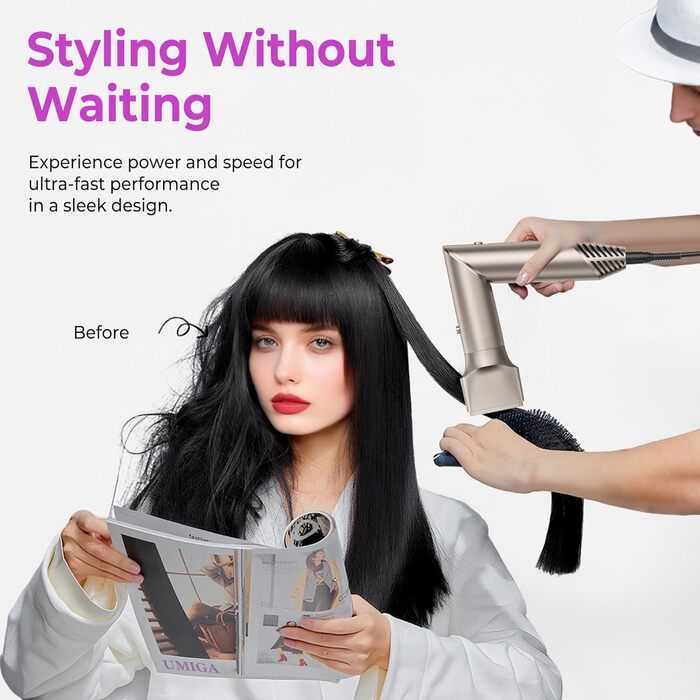 Фен-щітка 6 в 1 Airstyler: стайлер для волосся, локони, випрямлення, термощітка, чорний, з насадкою-дифузором