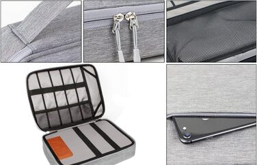 Органайзер для кабелів - сумка-організатор для аксесуарів електроніки, чохол для подорожей (28.5 x 23 x 6 см), сірий