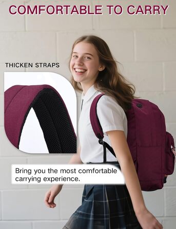 Жіночий рюкзак RAVUO, водонепроникний, для ноутбука 15.6 дюймів, шкільний, для підлітків, подорожей, роботи, червоний/бордовий