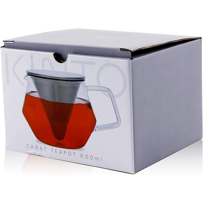 Kinto Unitea One Touch Teapot made of stainless steel, heat-resistant glass teapot with stainless steel infuser in the lid (Japan Import) (850ml, Silver)