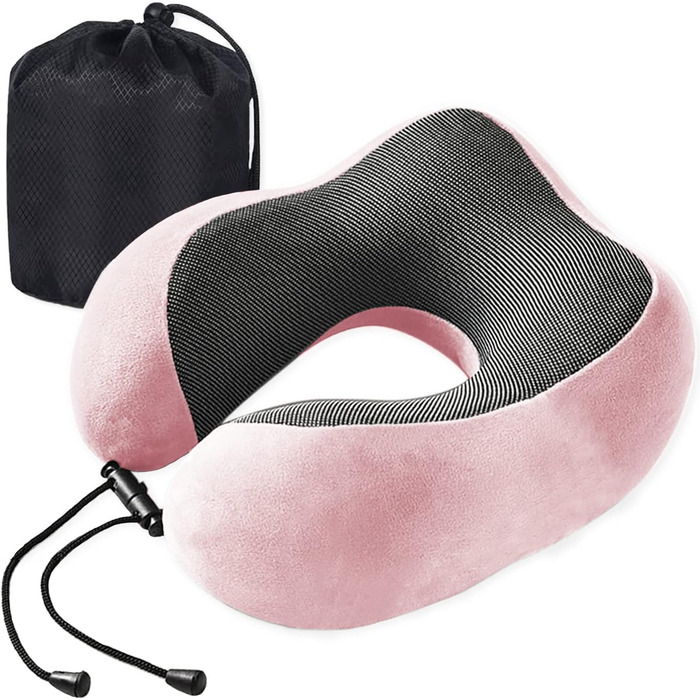 Подушка для шиї Poligono для подорожей: компактна, легка, з memory foam, рожева