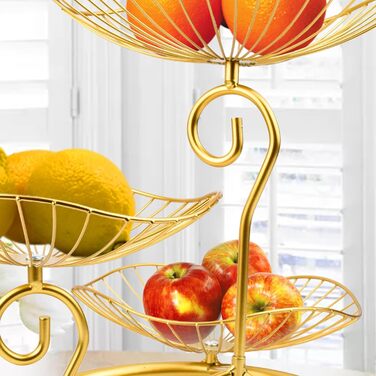 Металева фруктова корзина CUKE2BEET з 3 рівнями, золота - для фруктів та овочів