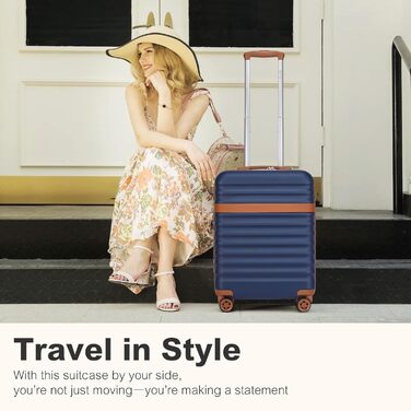 Набір валіз KONO (M, L, XL) з ABS+PC, 4 колеса, TSA-замок (кремовий/коричневий, темно-синій/коричневий)