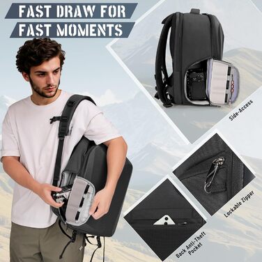 Рюкзак для фотокамери RAINSMORE: водонепроникний, з захистом від дощу, для DSLR/SLR, з відділенням для ноутбука, чорний