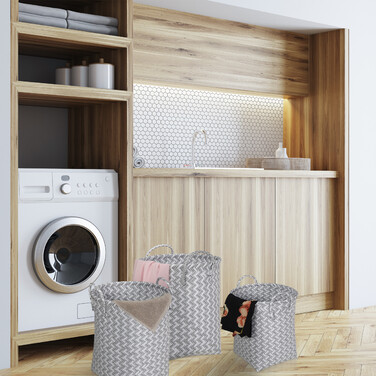 Relaxdays Woven Laundry Basket 3-Piece Set