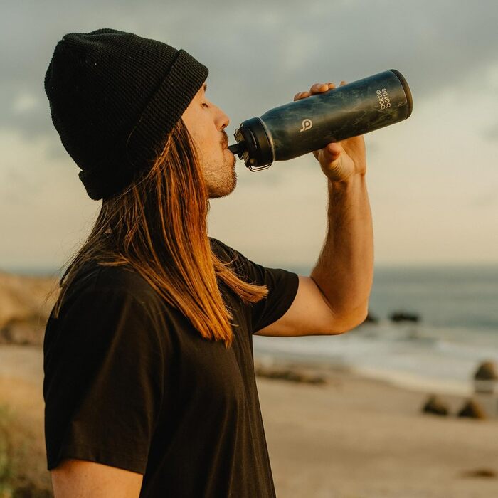 BOTTLE BOTTLE Stainless Steel Water Bottle 24oz (709ml) with Straw Handle and Pill Compartment for Outdoor School, Insulated Sports Bottle (Meteorite)