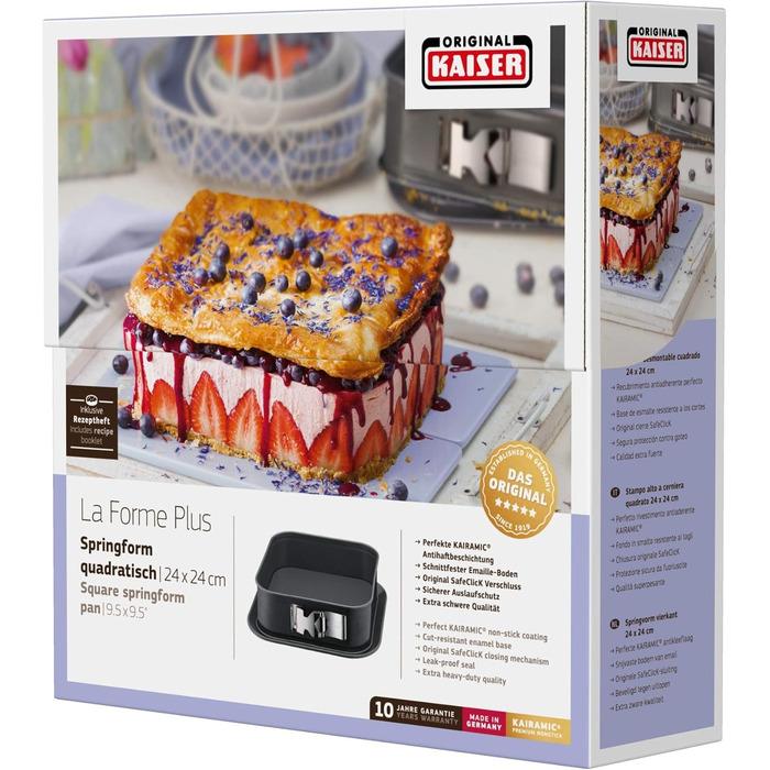 Форма для випічки Kaiser La Forme Plus квадратна 24x24 см, антипригарна, емальована, для тірамісу та тортів