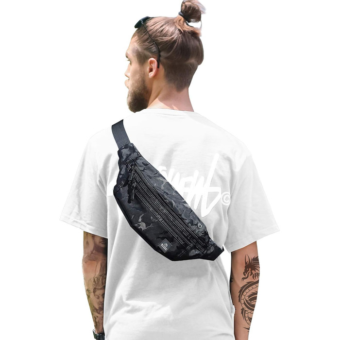 Чоловіча та жіноча поясна сумка Bauchtasche SZSYCN, фанна-пак, чорний камуфляж для спорту, прогулянок, подорожей
